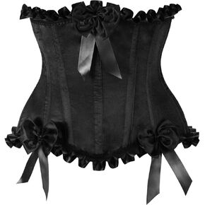 Daisy corsets Womens Top Drawer Black Steel Boned Burlesque Underbust Corset Waist Cincher