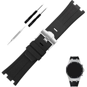 28mm Rubber Watch Band replacement for Audemars Piguet AP Royal Oak Offshore 15703 15710 15400 26470 26400 28 mm Silicone Strap Wirstband accessories with Buckle for Men and Women