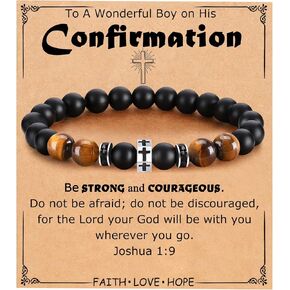 Cross Bracelet for Men Dad Father Husband Son Brother Grandson Father's Day Birthday Graduation Christian Faith Religious Bracelets First Communion Confirmation Gifts