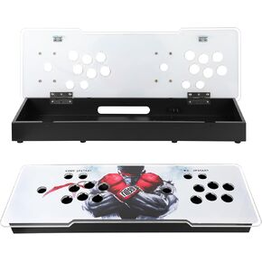 Sturdy DIY Arcade Console Kit - Metal Base and Acrylic Panel, 2 Player Video Game Machine Case, Supports 8 Buttons Each, Compatible with Pandora Kits (Black)