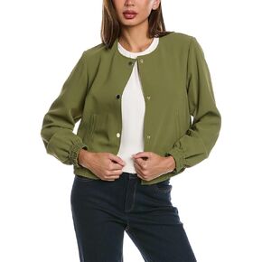 Anne Klein Women's Twill Collarless Bomber Jacket