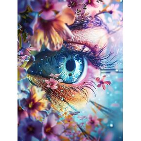 SKRYUIE 5D Eye Diamond Painting Kits - DIY Diamond Art Kits for Adults Flower, Full Round Drill - Crystal Embroidery Cross Stitch - Craft for Wall & Office Decor - 12x16 Inch k1