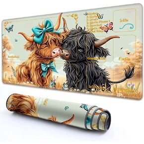 for MTG Playmat with Zones 24" x 14" with High Elastic Rubber Base Non-Slip Rubber Sole HD Printing for MTG Mat Magic Mat Card Playmat Magic Playmat Mouse Pad, A Cute Highland Cow Couple