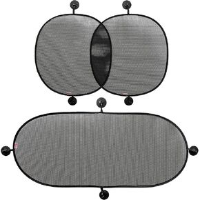 Nuby Universal Fit Pop Open Car Window Shade Set- Black, 3 Pack