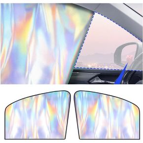 2PCS Holographic Rear Car Window Shades Blackout 99%,Strong Magnetic Car Window Shade Keeps Interior Cool & Car Decoration,Window Covers for Privacy Car Sun Shade for Baby (Rear Window)