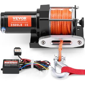 VEVOR 13,500 lb Electric, Truck Winch 12V DC 3/8 in x 80 ft Synthetic Rope Aluminum Fairlead Wireless & Wired Remote Control, 13500 lbs, IP55 Waterproof Towing for Off Road Jeep SUV Boat