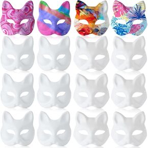 Leyndo 48 Pieces Paper Art Masks Half Face White Craft Masks DIY Blank Masks Masquerade Mask for Mardi Gras Cosplay Party