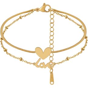KELMALL Dainty 18K Gold Anklets for Women - Boho Waterproof Daisy Flower, Heart Link, Dot Station, Crystal Charm Adjustable Anklet Bracelet with Gift Box