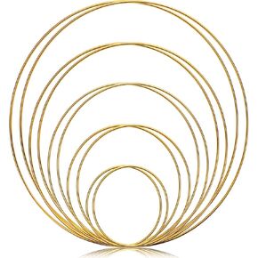 Metal Rings Hoops for Dream Catcher, Bettoor Gold Dream Catcher Rings 4/6/8/10/12 Inches 10Pcs Floral Hoop Wreath Macrame Craft Ring for Making Wedding Wreath Decor, DIY Wall Hanging