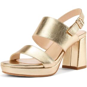 HEUIVZAR Womens Platform Chunky Block Heels Open Toe Ankle Strap Mid Heel Sandals Slingback Classic Dress Shoes 3.2 Inches Heels