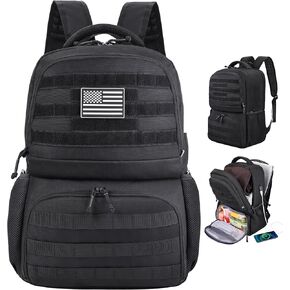 MOZETO Laptop Lunch Backpack for Men, Tactical Inspired Utility Anti-Theft Waterproof 17inch Laptop Work Bag with Cooler Compartment Lunchbox