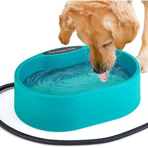 3.2L Large Heated Water Bowl for Outdoor, 30W Thermostatic Control Heating Pet Bowl with 6.6Ft Bite-Proof Cord for Winter Dogs Cats Chickens Duck Squirrels in Kuwait