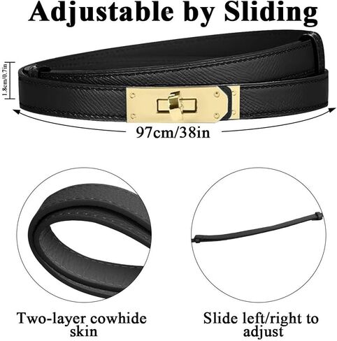 2 Pack Designer Belts for Women H Gold Buckle Adjustable Turn-Lock Buckle Thin Waist Belt in Saudi Arabia