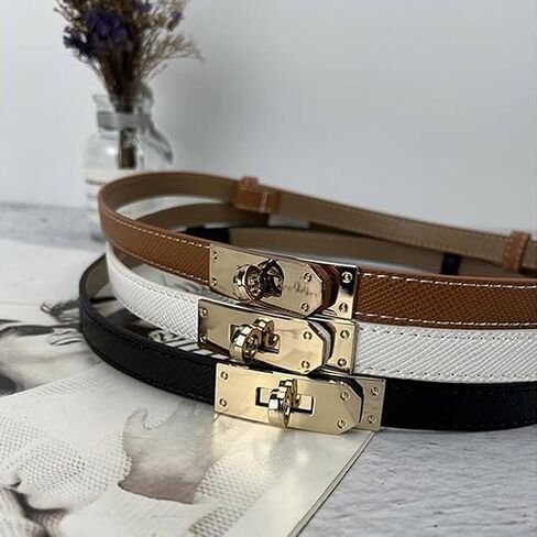 2 Pack Designer Belts for Women H Gold Buckle Adjustable Turn-Lock Buckle Thin Waist Belt in Saudi Arabia