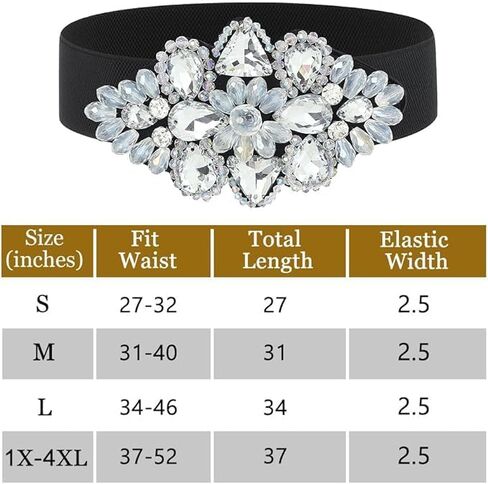 Elastic Rhinestone Belts for Women-Crystal Wide Stretchy Belts for Dress, Cinturones para Mujer, Black in Saudi Arabia