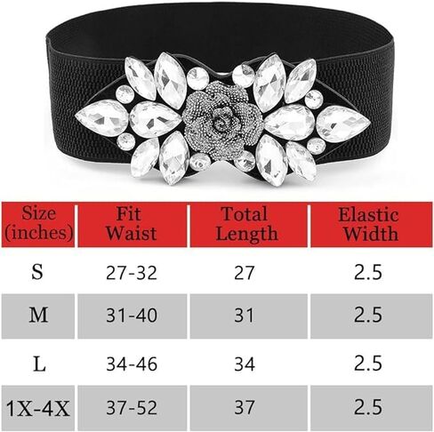 Elastic Rhinestone Belts for Women-Crystal Wide Stretchy Belts for Dress, Cinturones para Mujer, Black in Saudi Arabia