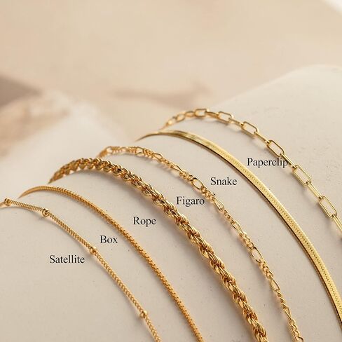 Gold Bracelets for Women Waterproof, 14K Real Gold Jewelry Sets for Women Trendy Thin Dainty Stackable Cuban Link Paperclip Chain Bracelet Pack Fashion Accessories Gifts for Womens ﻿ in Saudi Arabia