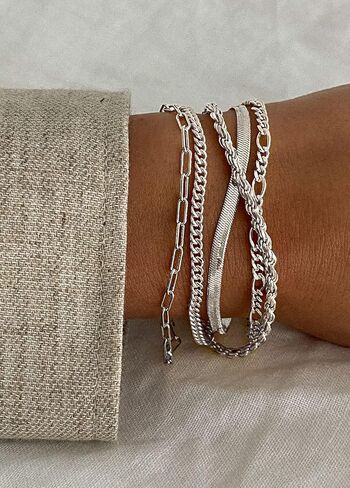 Gold Bracelets for Women Waterproof, 14K Real Gold Jewelry Sets for Women Trendy Thin Dainty Stackable Cuban Link Paperclip Chain Bracelet Pack Fashion Accessories Gifts for Womens ﻿ in Saudi Arabia