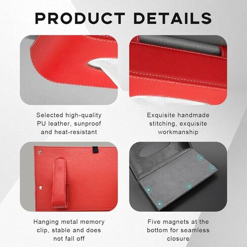 Car Tissue Holder, Leather Sun Visor Napkin Dispenser, Rectangular Paper Carton Mask Holder with Tissue Refill, Universal Car Accessories for Hanging Paper Towel Clip (Black) in Kuwait