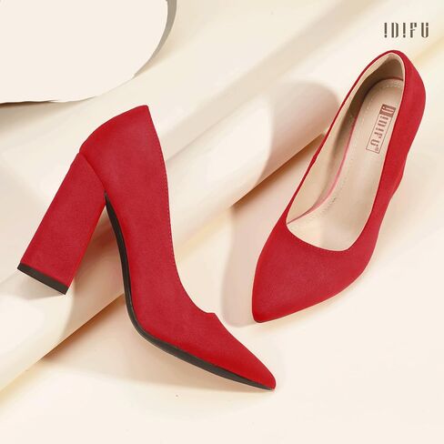 IDIFU IN4 Women's Pumps Closed Toe Heels High Chunky Block Heels Thick Pointed Toe Dress Shoes for Women Wedding Prom Bridal Office Business Heels Dressy Comfortable Formal Fashion Classic Pumps in Saudi Arabia