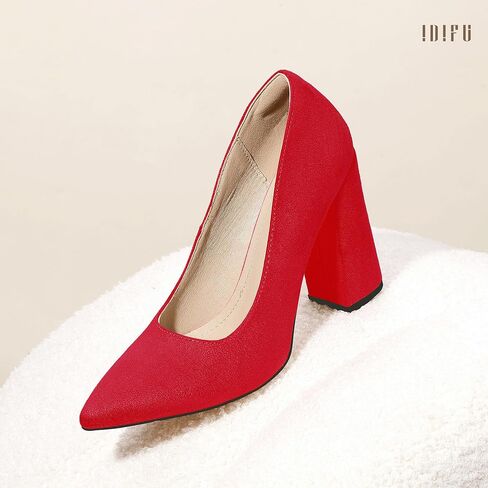IDIFU IN4 Women's Pumps Closed Toe Heels High Chunky Block Heels Thick Pointed Toe Dress Shoes for Women Wedding Prom Bridal Office Business Heels Dressy Comfortable Formal Fashion Classic Pumps in Saudi Arabia