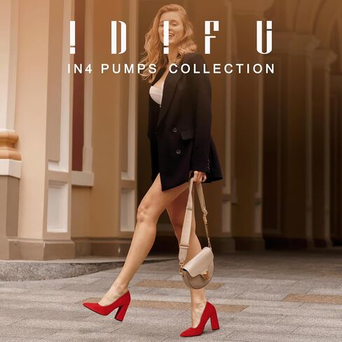 IDIFU IN4 Women's Pumps Closed Toe Heels High Chunky Block Heels Thick Pointed Toe Dress Shoes for Women Wedding Prom Bridal Office Business Heels Dressy Comfortable Formal Fashion Classic Pumps in Saudi Arabia