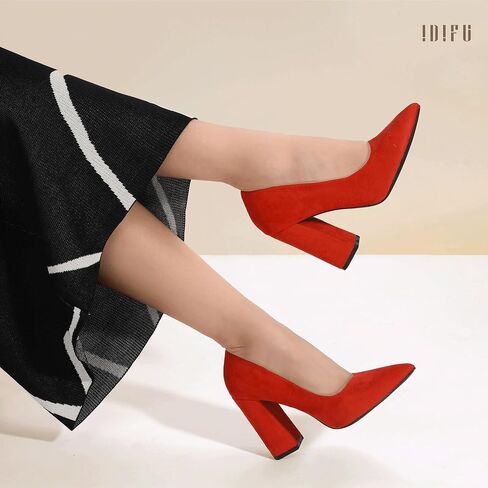 IDIFU IN4 Women's Pumps Closed Toe Heels High Chunky Block Heels Thick Pointed Toe Dress Shoes for Women Wedding Prom Bridal Office Business Heels Dressy Comfortable Formal Fashion Classic Pumps in Saudi Arabia