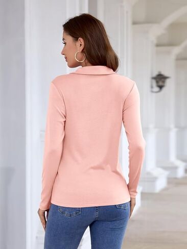 Minetom Women's Long Sleeve Tops Quarter Zip Pullover Collared Shirts Fall Clothes in Kuwait
