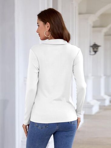 Minetom Women's Long Sleeve Tops Quarter Zip Pullover Collared Shirts Fall Clothes in Kuwait