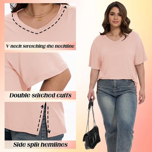HLTPRO 3 Pack Women's Plus Size V Neck T-Shirt Black Casual Short Sleeve Tees Loose Fit Soft Tops for Gym Workout S - 3XL in Saudi Arabia