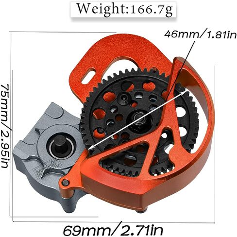 Aluminum Transmission Gearbox Upgrades Part for 1/10 Axia1 SCX10, SCX10 II 90046,90047,Wraith,AX10 RC Crawler Truck,Center Transmission Gearbox Hops up,Red with Titanium in Saudi Arabia