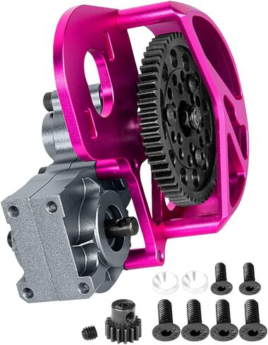 Aluminum Transmission Gearbox Upgrades Part for 1/10 Axia1 SCX10, SCX10 II 90046,90047,Wraith,AX10 RC Crawler Truck,Center Transmission Gearbox Hops up,Red with Titanium in Saudi Arabia