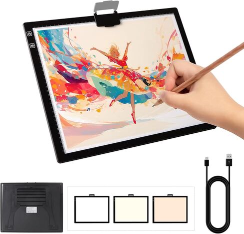 Magictaill Light Board for Diamond Painting, Rechargeable A4 Tracing Light Box with Stand and Clip, 6 Levels Brightness Light Table for Artist, Drawing, Sketching, Animation in Saudi Arabia