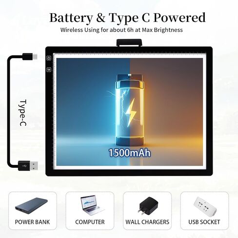 Magictaill Light Board for Diamond Painting, Rechargeable A4 Tracing Light Box with Stand and Clip, 6 Levels Brightness Light Table for Artist, Drawing, Sketching, Animation in Saudi Arabia