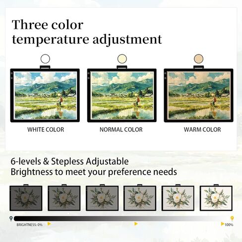 Magictaill Light Board for Diamond Painting, Rechargeable A4 Tracing Light Box with Stand and Clip, 6 Levels Brightness Light Table for Artist, Drawing, Sketching, Animation in Saudi Arabia