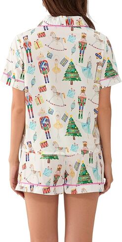 Aonoapll Women Christmas Pajama Set Nutcracker Printed Short Sleeve Button Shirt and Shorts 2 Piece Lounge Set Sleepwear in Kuwait