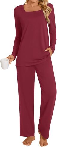 أطقم بيجامات من HOTGIFT للنساء قطعتين، أطقم سراويل Pjs بأكمام طويلة للسيدات في الشتاء، أطقم بيجامات نسائية ناعمة in Saudi Arabia