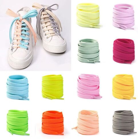 Boolavard 2 Pairs Premium Flat Shoe Laces for Sneakers, Shoelaces for Sneakers, Athletic Shoelaces 8mm Wide in Saudi Arabia
