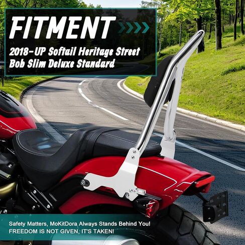 مسند ظهر MoKitDora Softail Sissy Bar مقاس 26 بوصة قابل للفصل لـ Harley 2018-UP Fat Boy FLFB FLFBS Breakout FXBR FXBRS، أسود in Kuwait