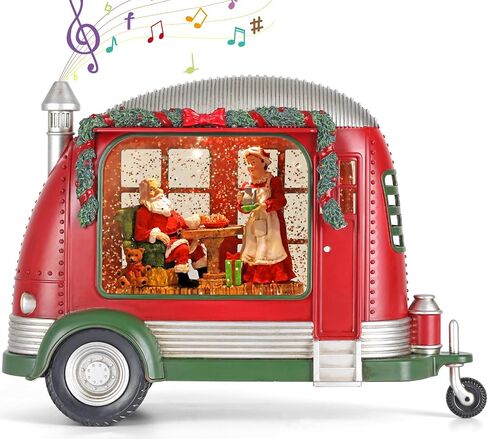Christmas Snow Globe, RV Santa Claus Couples Scene Snow Globe, Glittering Lantern with Timer, Snow Globe Lantern USB or Battery Powered for Desktop Ornament, Christmas Decoration in Saudi Arabia