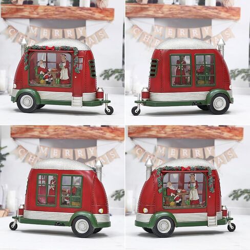 Christmas Snow Globe, RV Santa Claus Couples Scene Snow Globe, Glittering Lantern with Timer, Snow Globe Lantern USB or Battery Powered for Desktop Ornament, Christmas Decoration in Saudi Arabia
