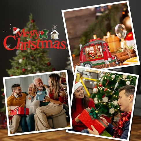 Christmas Snow Globe, RV Santa Claus Couples Scene Snow Globe, Glittering Lantern with Timer, Snow Globe Lantern USB or Battery Powered for Desktop Ornament, Christmas Decoration in Saudi Arabia