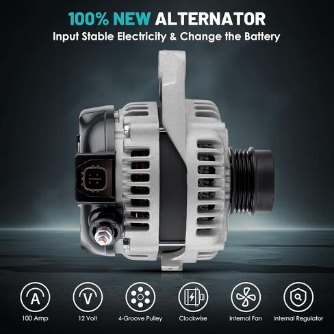 11516 Car Alternator 12V 100 Amp, 4-Groove Pulley Fit for Toyota Camry 2010-2011 L4 2.5L Automotive Replacement High Output Alternators 104210-2650 27060-0V060-84, 27060-0V060, 270600V060 in Saudi Arabia