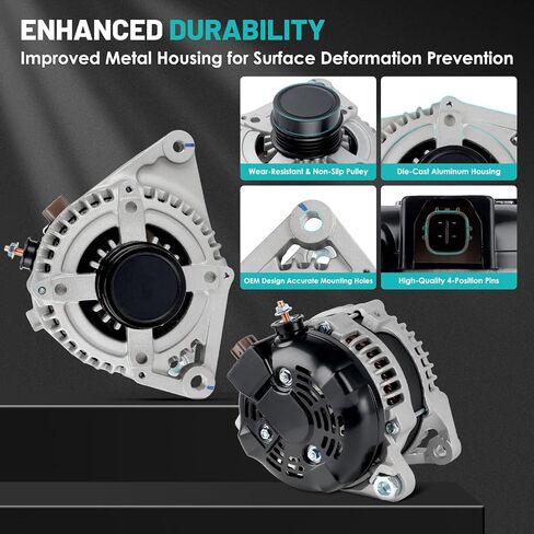 11516 Car Alternator 12V 100 Amp, 4-Groove Pulley Fit for Toyota Camry 2010-2011 L4 2.5L Automotive Replacement High Output Alternators 104210-2650 27060-0V060-84, 27060-0V060, 270600V060 in Saudi Arabia