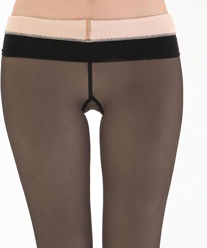 Ultra Comfy Faux Sheer Fleece Lined Thermal Tights, Fake Translucent Thick Warm Pantyhose in Kuwait
