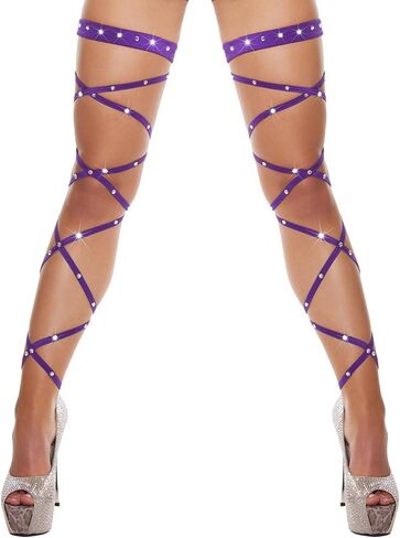 Women Criss Cross Glitter Thigh High Stockings Rhinestone Hollow Out Over Knee Strap Socks Club Tights in Saudi Arabia