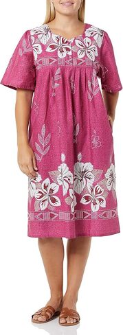 AmeriMark Womens Patio Dress Lounger Floral Print Border Short Sleeve & Pockets in Kuwait