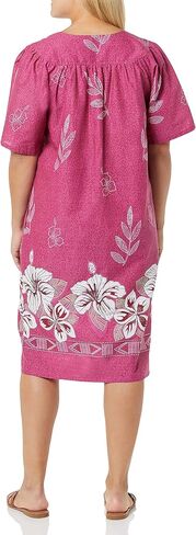 AmeriMark Womens Patio Dress Lounger Floral Print Border Short Sleeve & Pockets in Kuwait