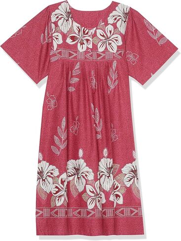 AmeriMark Womens Patio Dress Lounger Floral Print Border Short Sleeve & Pockets in Kuwait