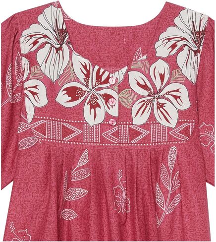 AmeriMark Womens Patio Dress Lounger Floral Print Border Short Sleeve & Pockets in Kuwait